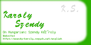 karoly szendy business card